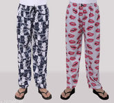 Trendy polycotton maxi printed pyjama set for women (2 pack), vibrant digital print design, ideal for relaxation, India origin